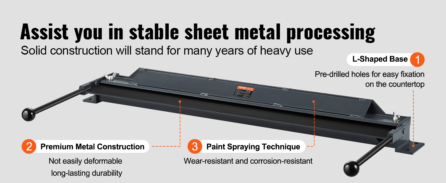 VEVOR Box and Pan Brake, 48-Inch, 0-130 Degrees Sheet Metal Bending ...