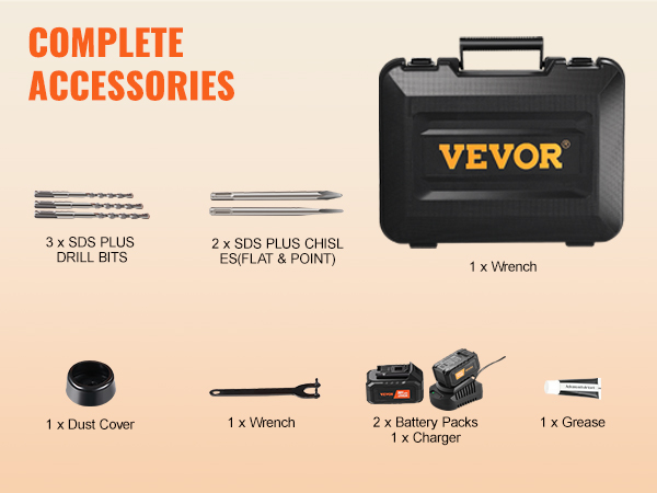 VEVOR Rotary Hammer Drill Cordless Drills 1
