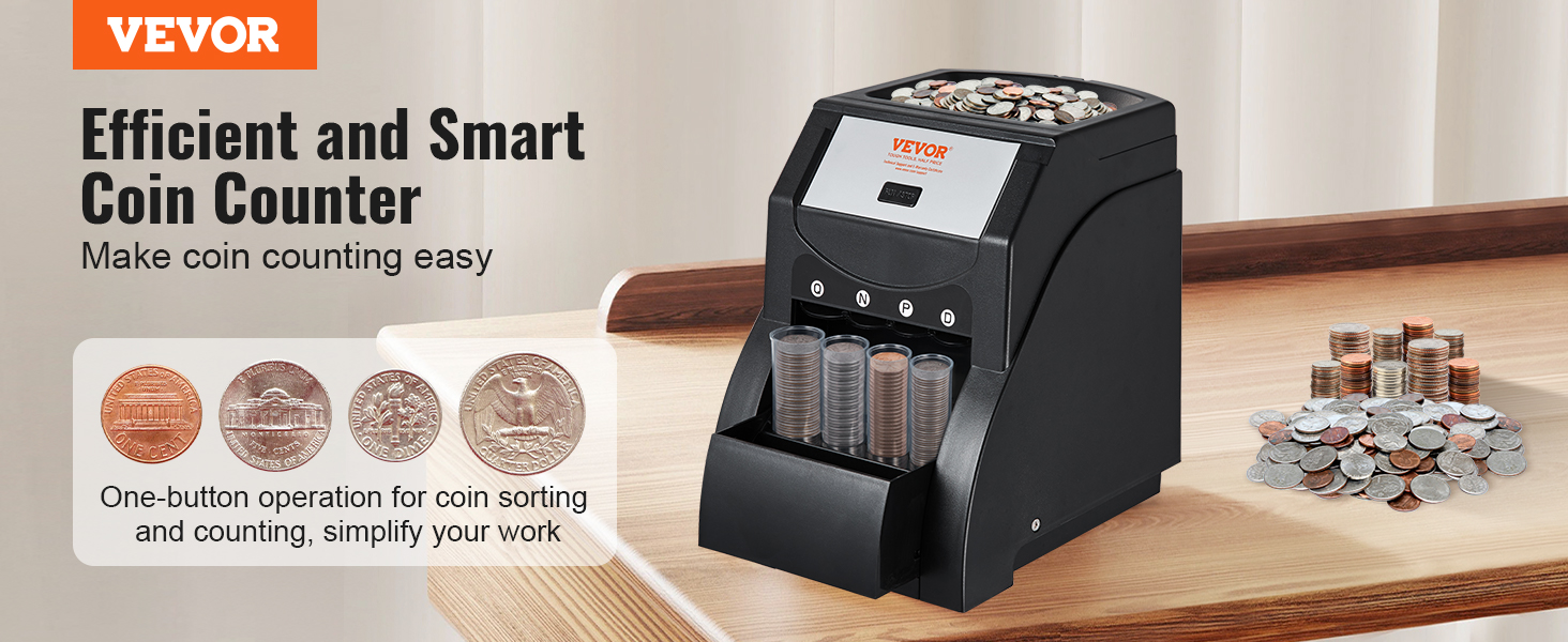 VEVOR USD Coin Sorter, Coin Sorter Machine for USD Coin 1￠ 5￠ 10￠ 25 ...