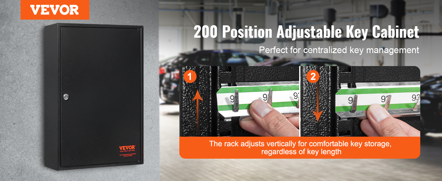 VEVOR key cabinet with 200 adjustable positions for secure and convenient centralized key management.