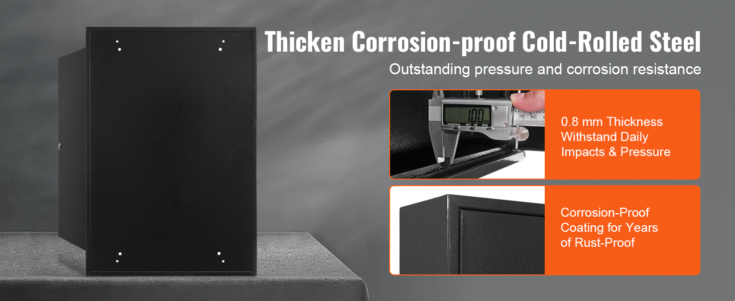 VEVOR key cabinet made of thickened corrosion-proof cold-rolled steel, 0.8 mm thickness withstands impacts.