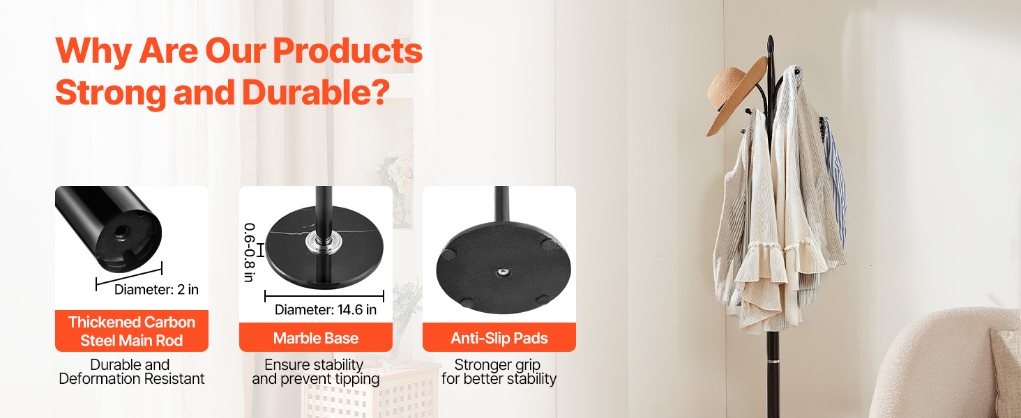 Stable marble base coat rack design