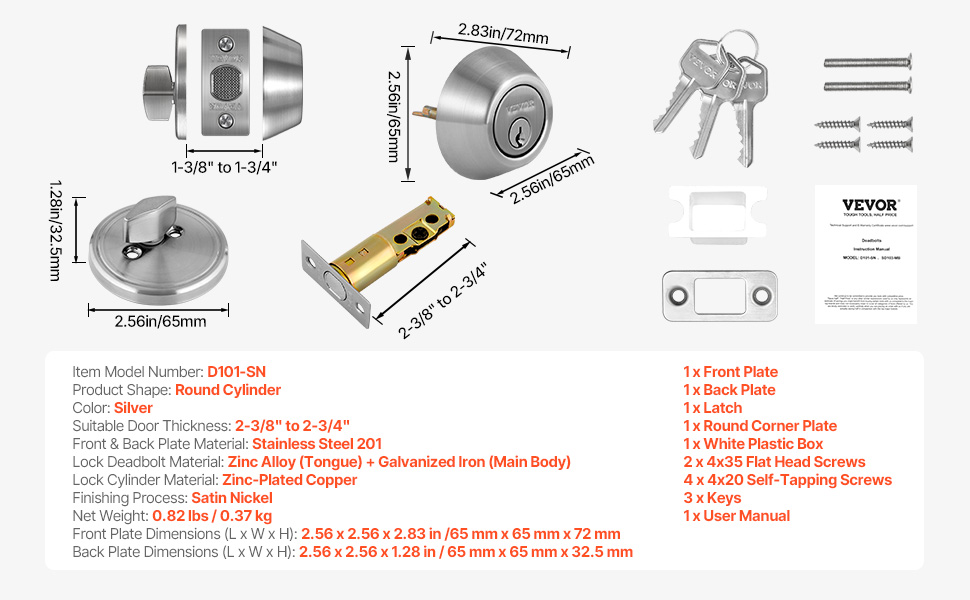 Deadbolt Lock Round Single Cylinder Dead Bolt Keyed 1 Side Satin Nickel ...