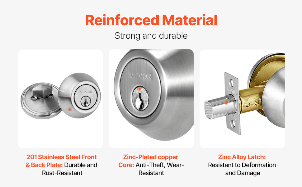 Deadbolt Lock Round Single Cylinder Dead Bolt Keyed 1 Side Satin Nickel ...