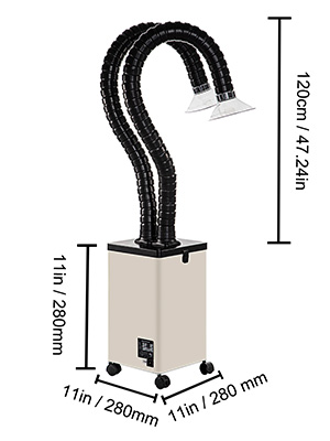 Extractor De Humo De Soldadura 45W, Filtro HEPA Y Carbón Activado, Flujo 207 M³/h, Bajo Ruido 42dB