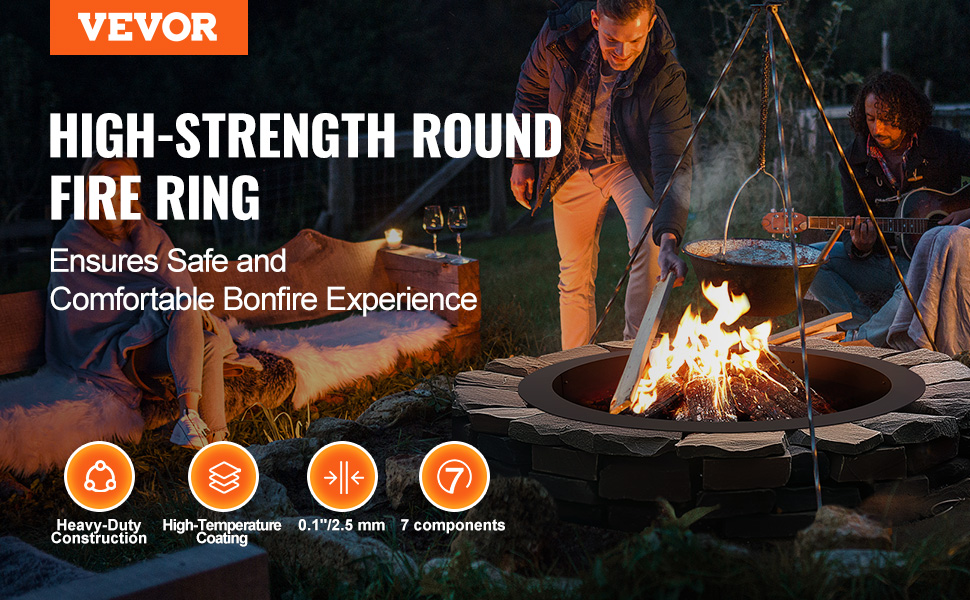 VEVOR fire pit ring for safe and comfortable bonfire experience with heavy-duty construction.