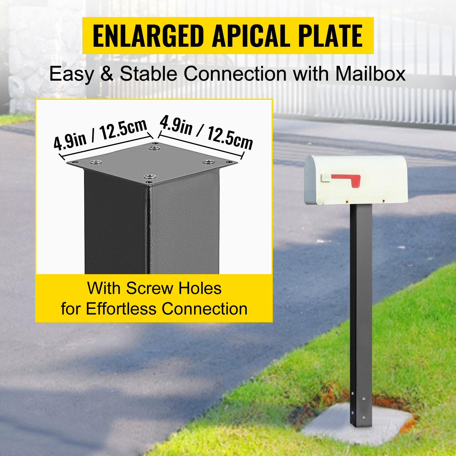 VEVOR mailbox post with enlarged apical plate for easy & stable connection
