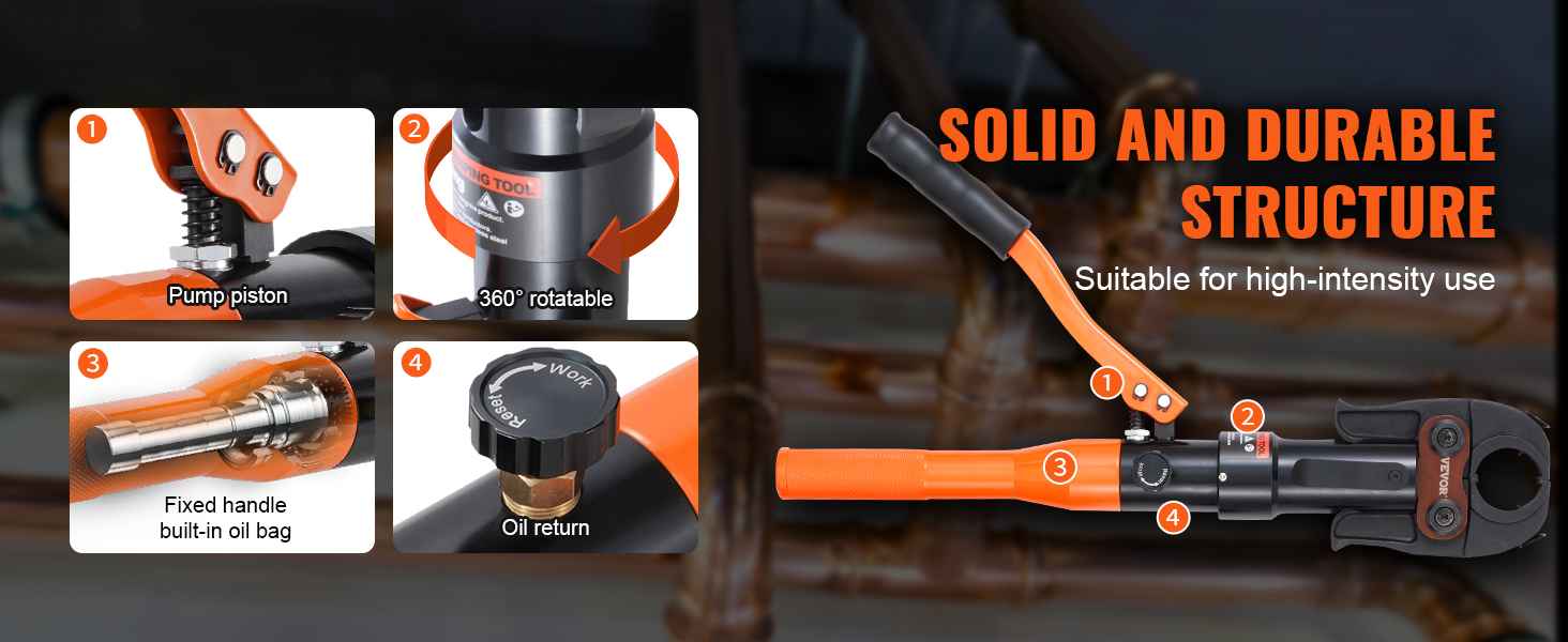 Fitting Rotation Tool VEVOR Copper Tube Fittings Crimping Tool with V12/15/18/22/28 Jaws 360 ...