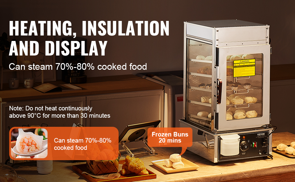 VEVOR Commercial Food Warmer Display 5-Tier Food Steamer Buns Warmer ...
