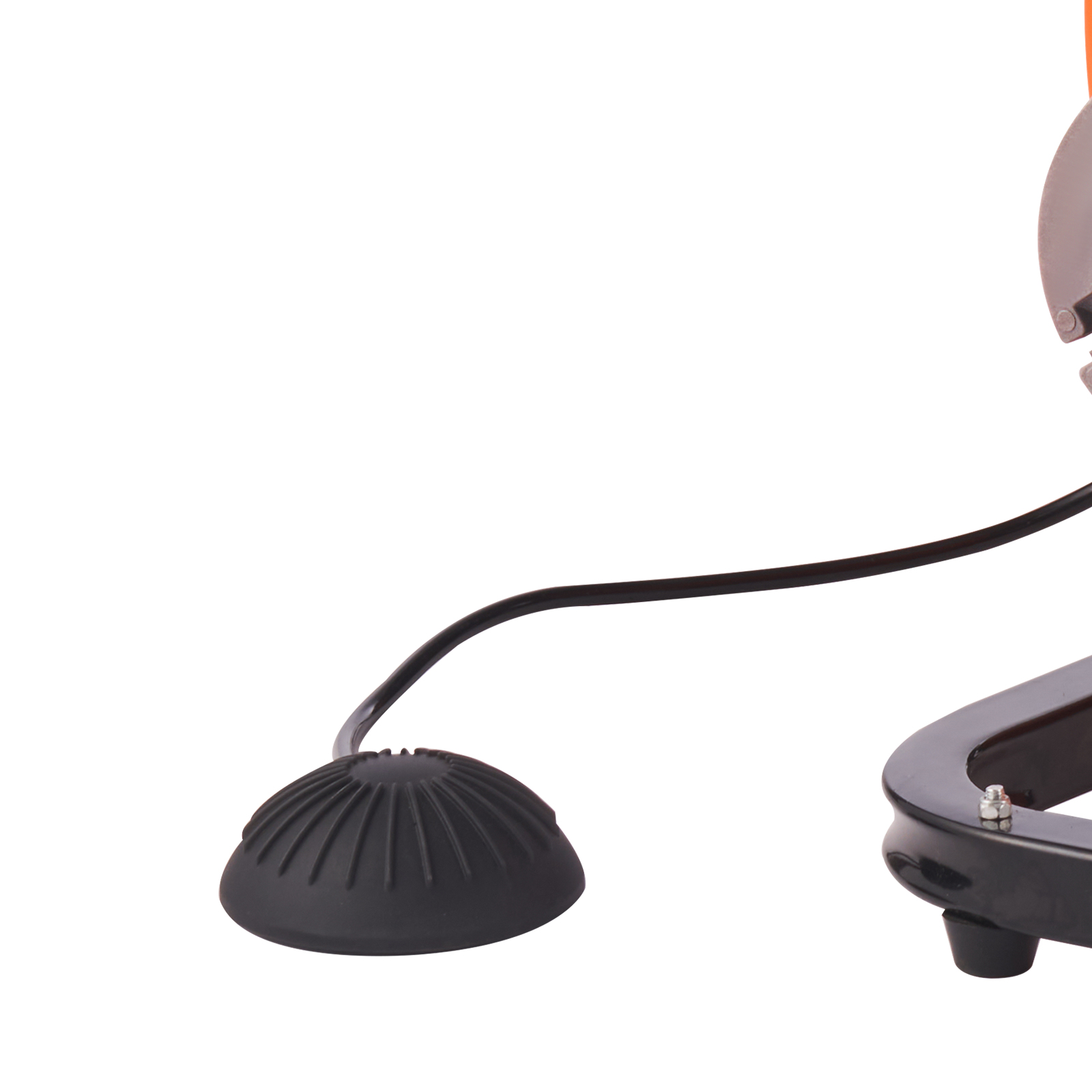 Pedal para máquina limpiadora de desagües VEVOR y parte de la base negra con un cable de conexión.