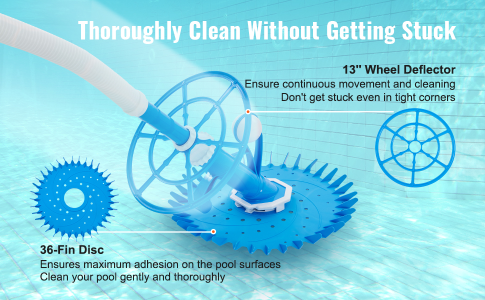 VEVOR Automatic Suction Pool Cleaner, Low Noise Pool Vacuum Cleaner ...