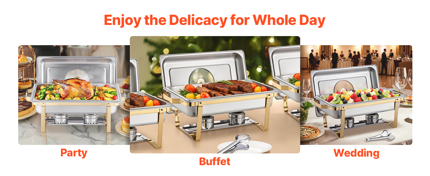 8 Qt 4 Pack Rectangle Chafing Dish Buffet Set Full Size Pan Stainless