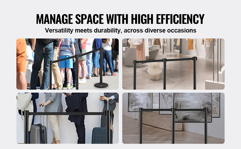 VEVOR Crowd Control Stanchions, 8-Pack Crowd Control Barriers with 4PCS ...