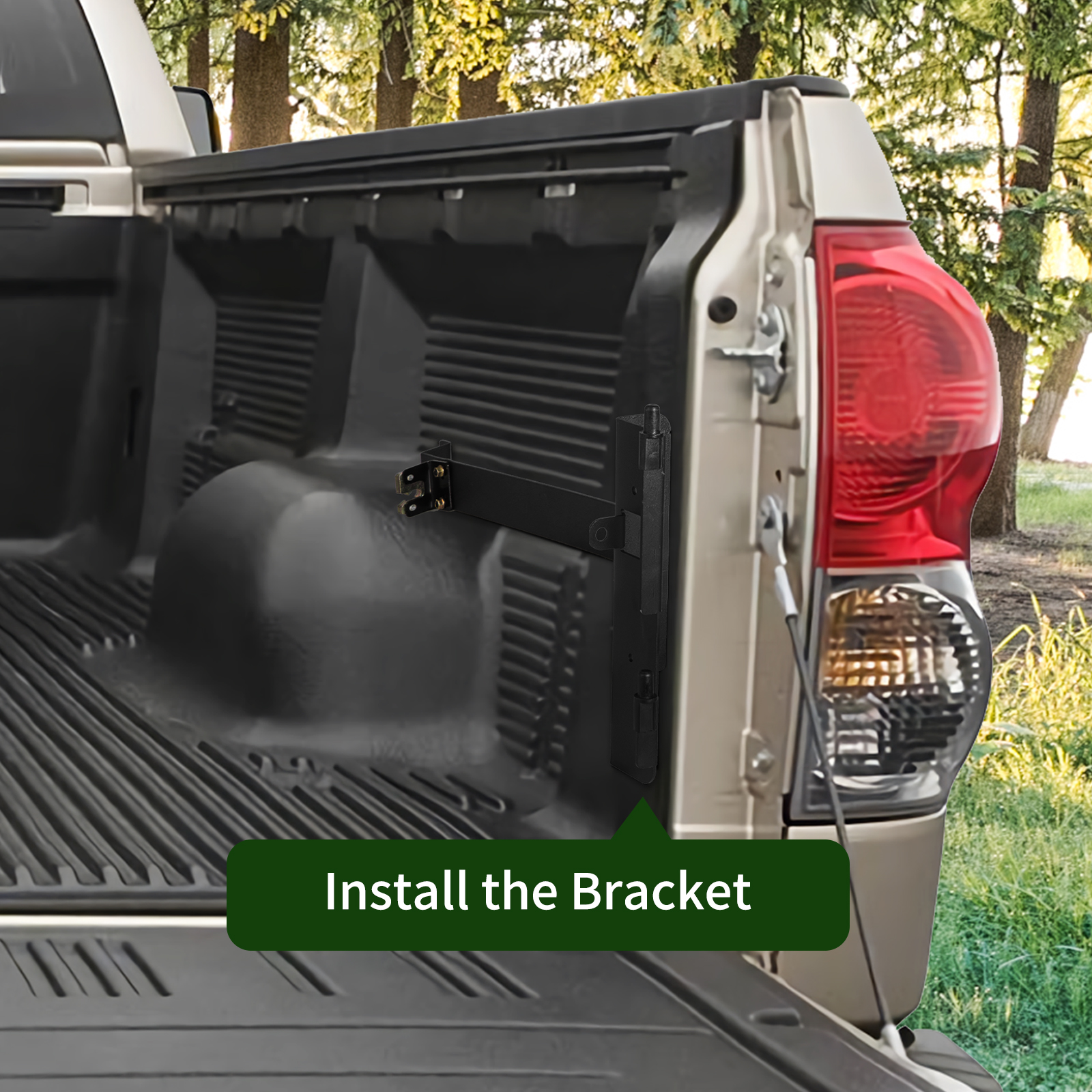 installing a bracket in a truck bed for the VEVOR tundra truck bed tool box.