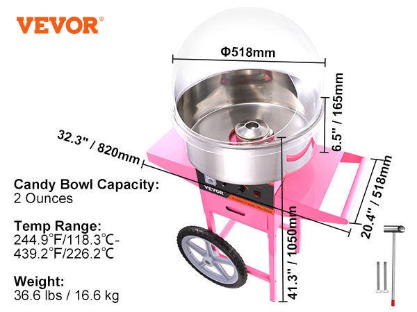 Electric Cotton Candy Machine, 1000W Commercial Cotton Candy Machine With Scoop, Stainless Steel Cotton Candy Maker For Kids Birthday Family Party, Candyfloss Making Machine (Pink