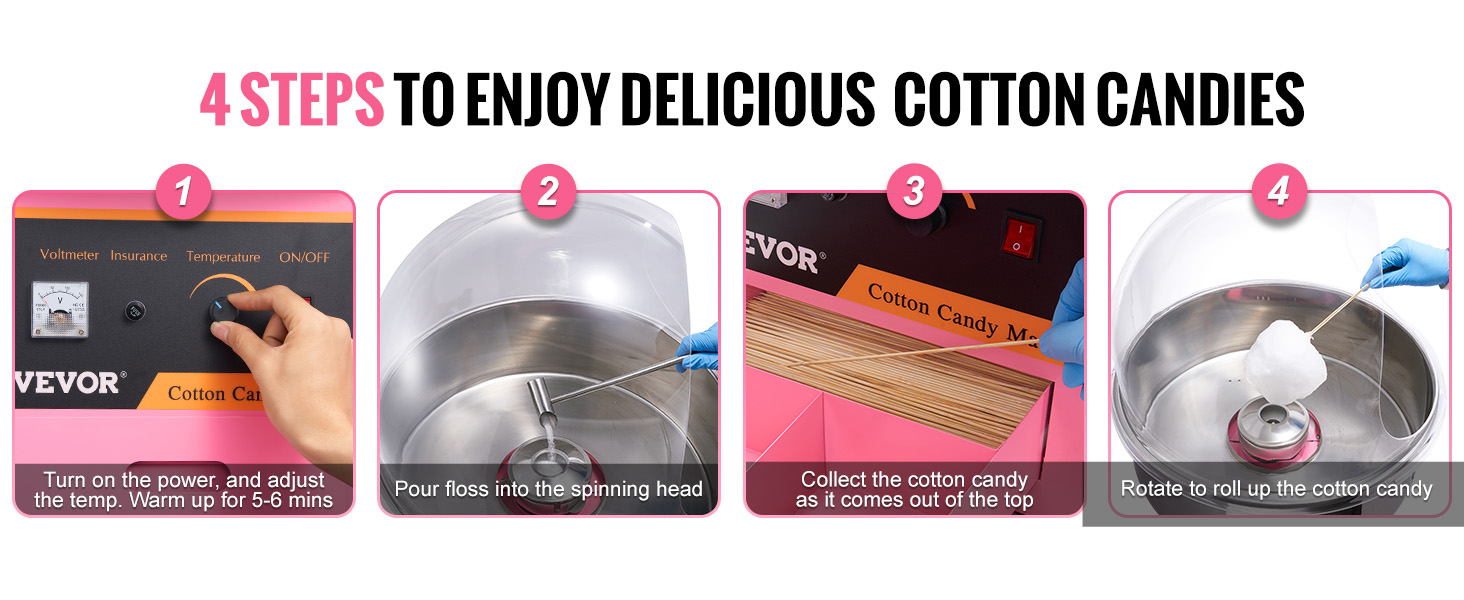 VEVOR Electric Cotton Candy Machine, 1000W Candy Floss Maker