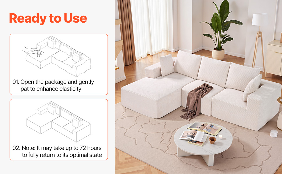 VEVOR Modular Sectional Sofa, Sectional Couch for Living Room, L Shaped ...