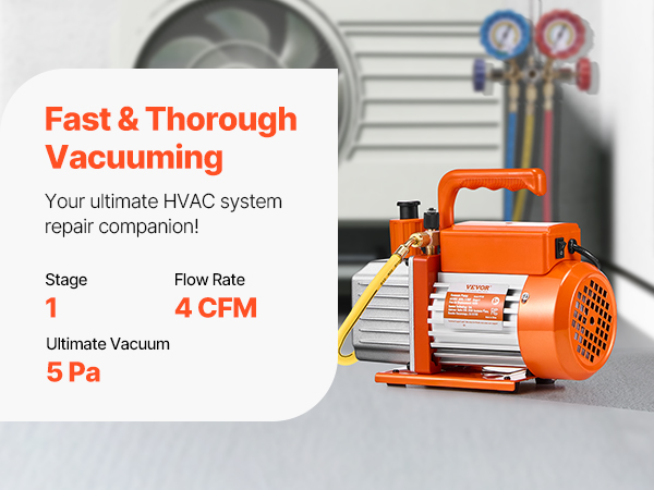 Vacuum Pump 4CFM 1/4HP HVAC Refrigeration R134A Air-Condition Gluing Oil Drain E Vevor 1/4 Hp 4.5 Cfm Ac Vacuum Pump And Gauge Set - Foto 2