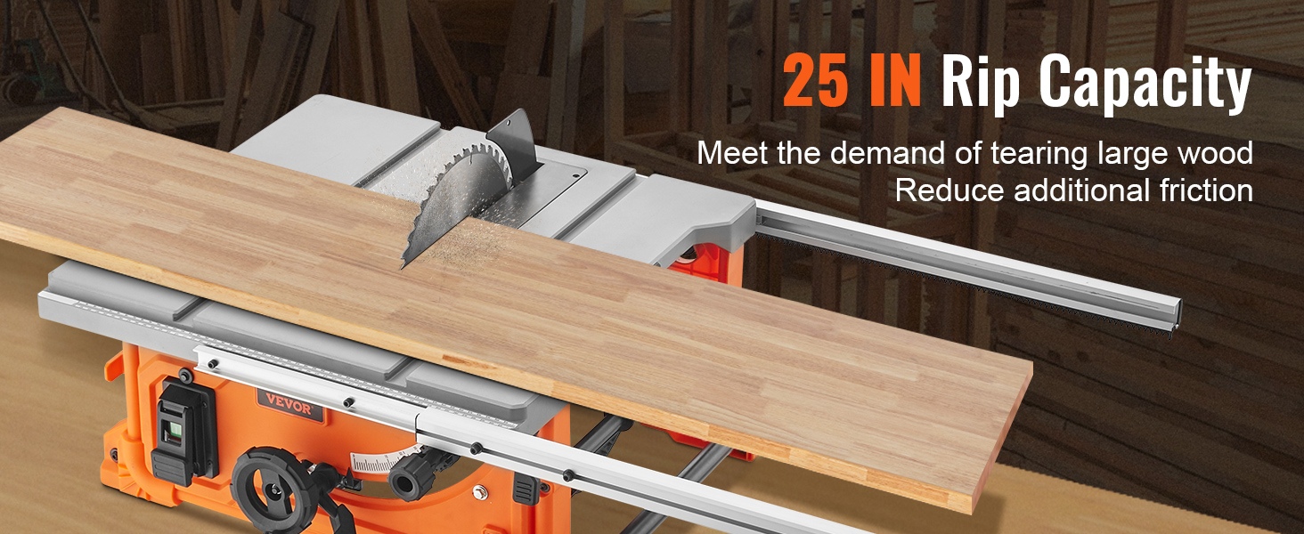 VEVOR 10" Table Saw Electric Cutting Machine 4400RPM 25-in Rip Capacity ...