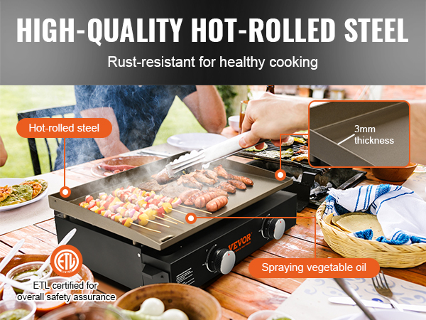 W/Hard Cover Bundle TECHTONGDA LPG Gas Countertop Flat Top Griddle