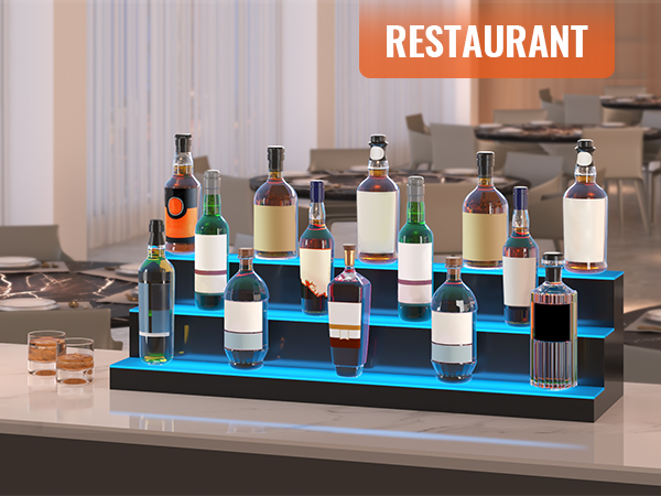 VEVOR LED Lighted Liquor Bottle Display, 3 Tiers 40 Inches, Illuminated ...