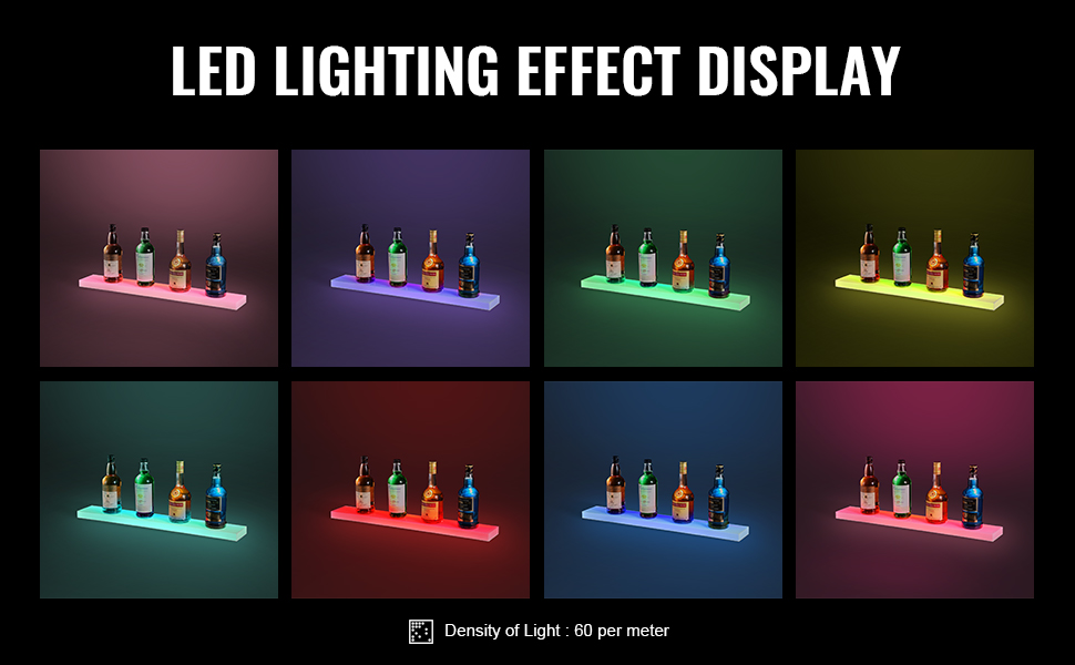 VEVOR Wijnrek voor bar, led-verlichte barplank, RF
