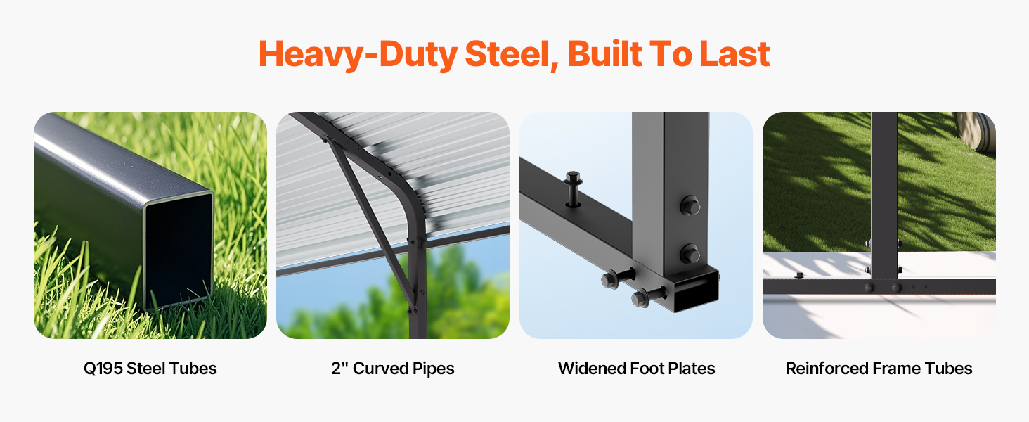 [10X15FT] Alora Large Heavy-Duty Outdoor Metal Carport For Cars, Trucks And Boats (SAK95738)